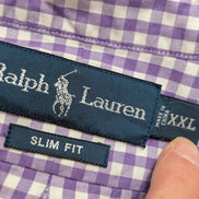 Chemise Ralph Lauren violet logo vert petits carreaux taille XXL #2578
