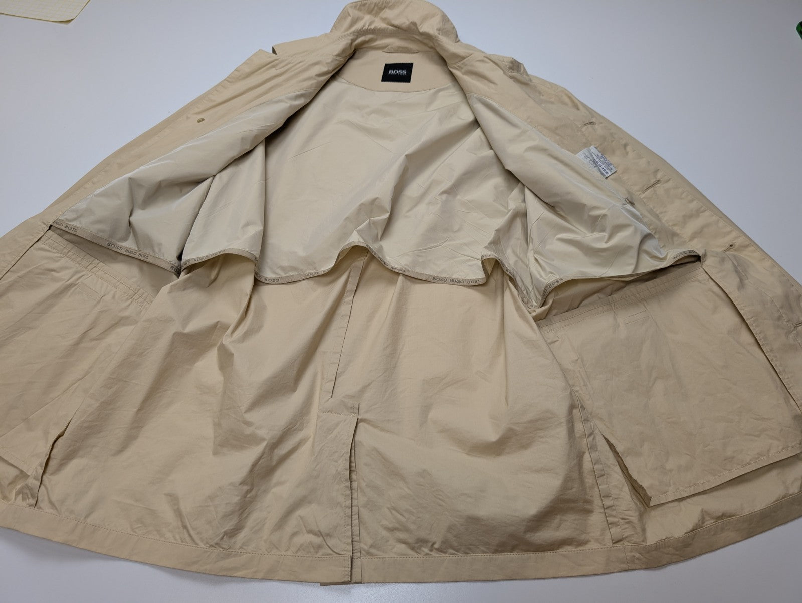Manteau Hugo Boss Homme M Veste Imper Coton Crème Classique Trench 48
