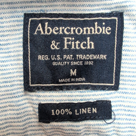 Chemise Abercrombie & Fitch 100% Lin Bleu Rayures Manches Courtes Taille M