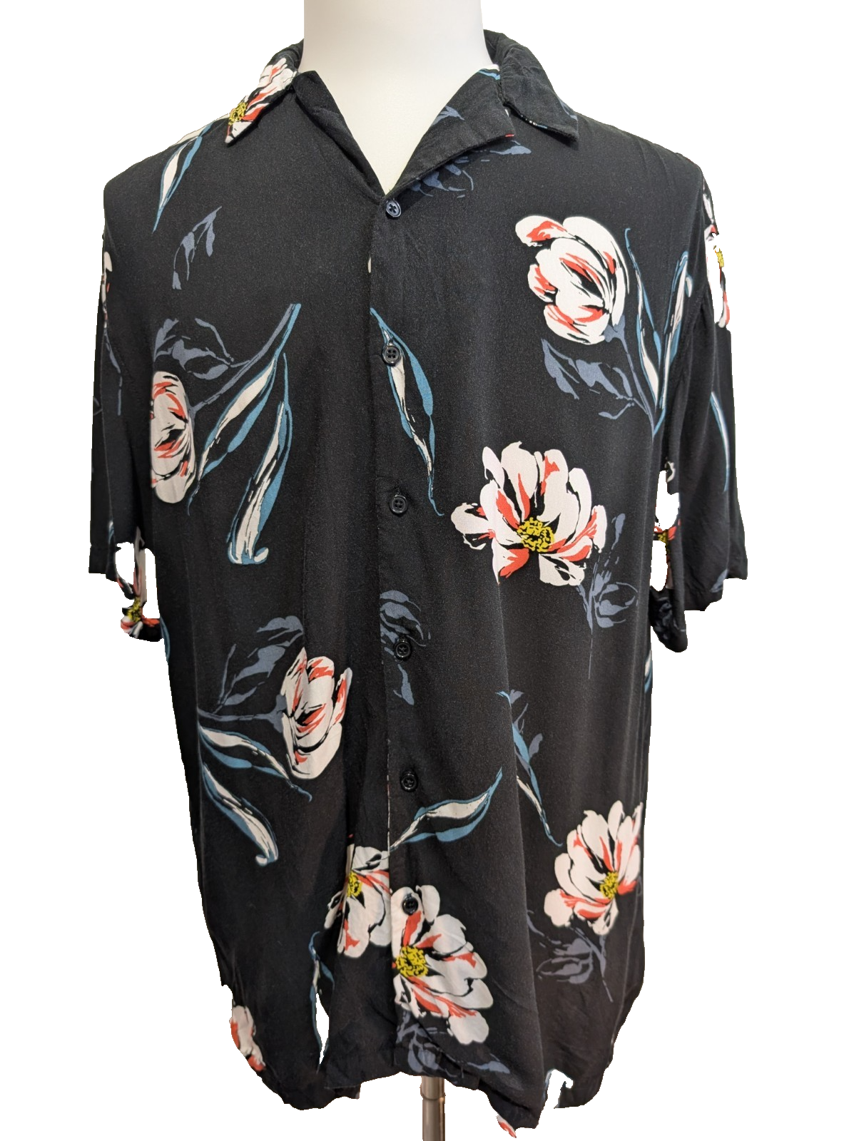 Chemise Hawaïenne NO BOUNDARIES Noire Fleurie Blanche - Taille L