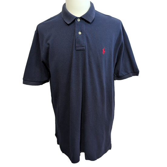 Polo Ralph Lauren Homme XL Bleu Marine Logo Rouge Polo Manches Courtes