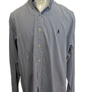 Chemise Polo Ralph Lauren Shirt Blake L XL Vichy Bleu Logo Noir Button Down