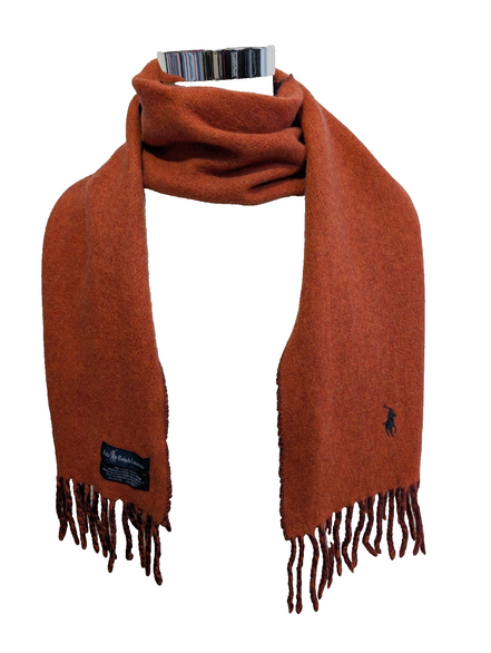 Écharpe Polo Ralph Lauren Réversible Laine d'agneau Bordeaux Orange Made Italy
