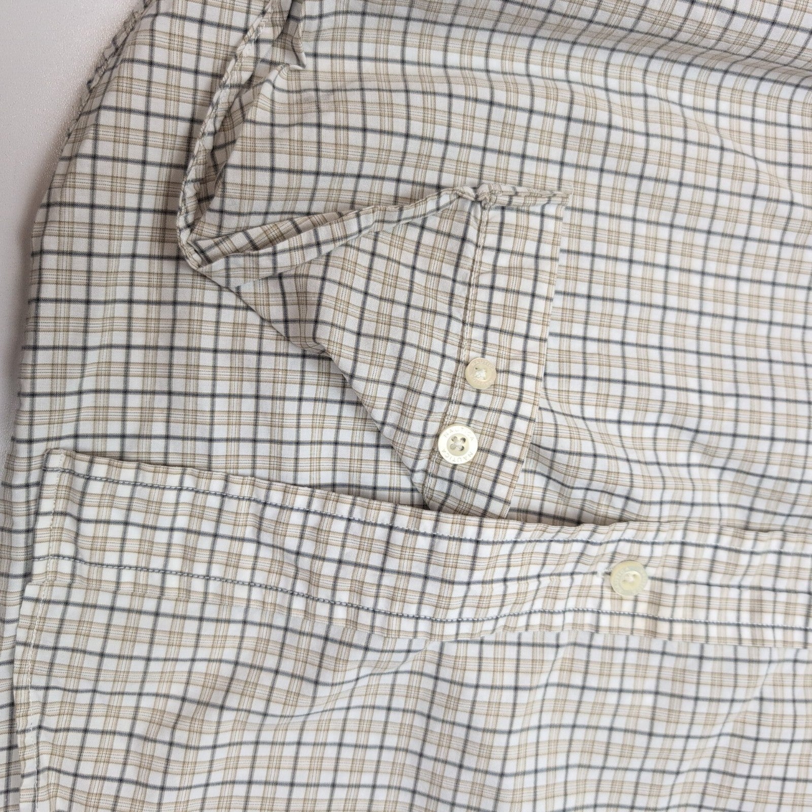 Chemise Nautica M Crème à Carreaux 100% Coton Manches Courtes