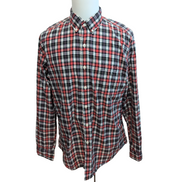 Chemise J.Crew L XL Bleu Rouge Carreaux 100% Coton Poche manches longues