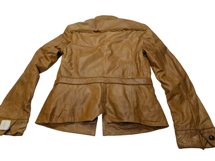 Veste cuir marron clair Sei avec franges femme taille XL #29c