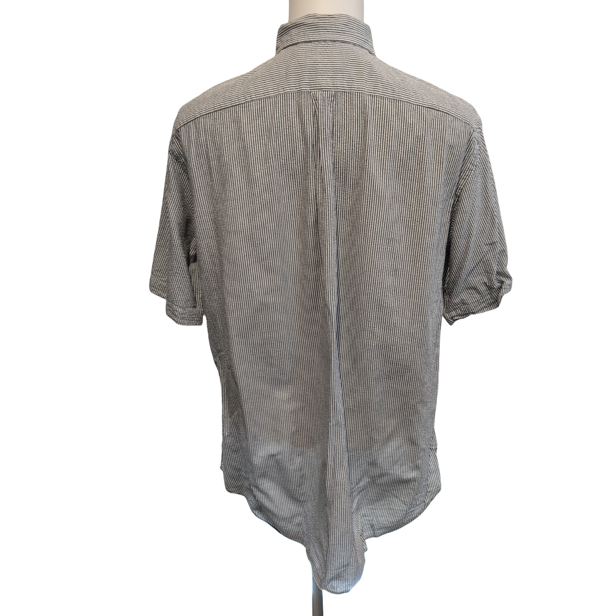 Chemise Ralph Lauren XL Noire Rayures Gaufrées Manches Courtes Button Down Shirt