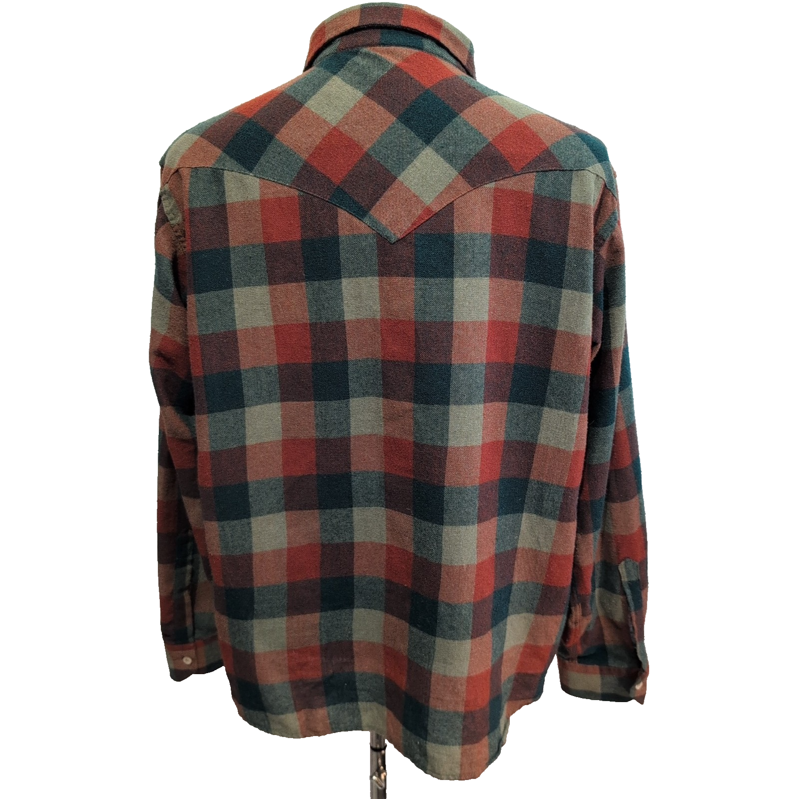 Chemise Wrangler Flanelle Style Western Rouge et Vert à Carreaux Vintage