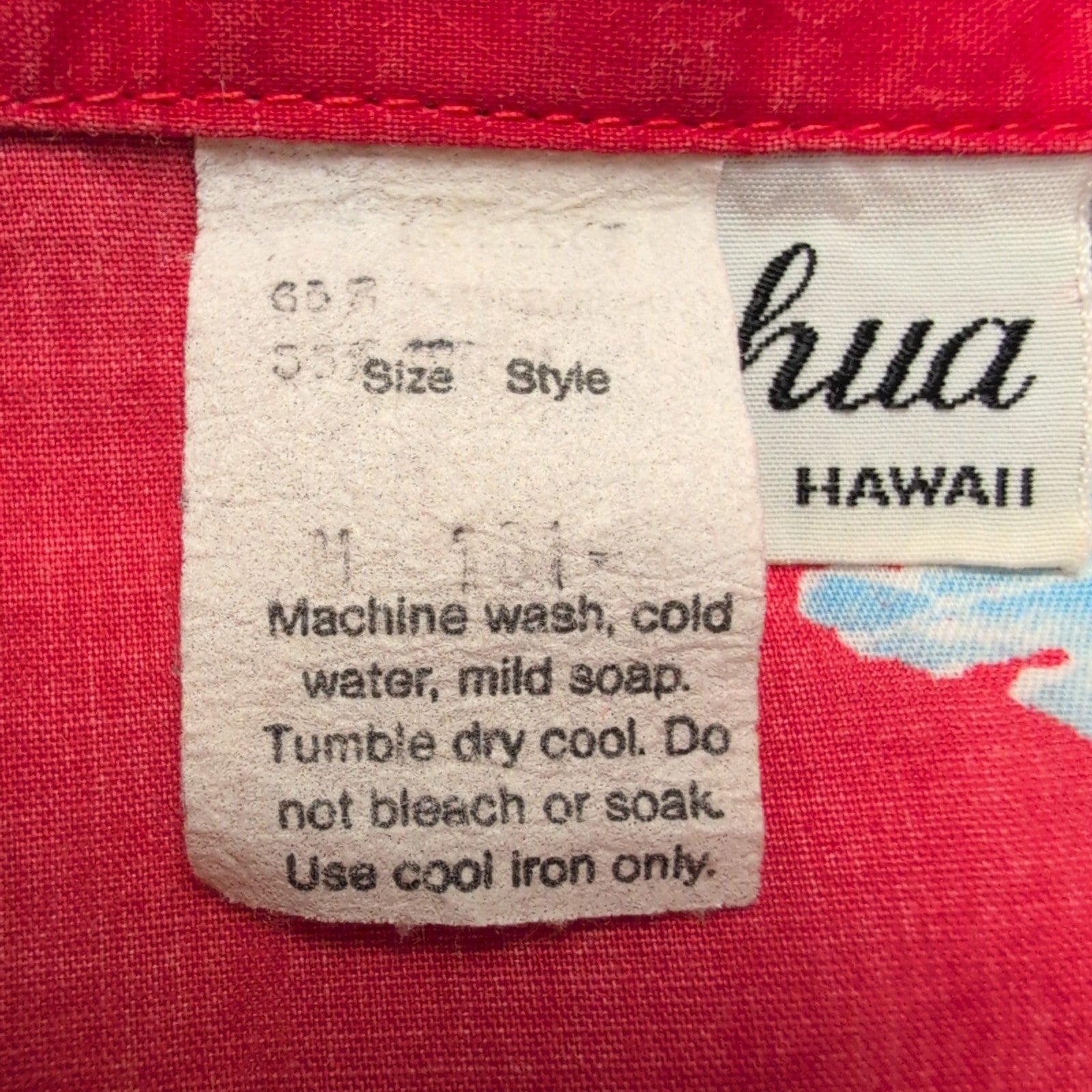 Chemise Hawaïenne Lehua Made in Hawaii M Rouge Bleu Fleurie Coton
