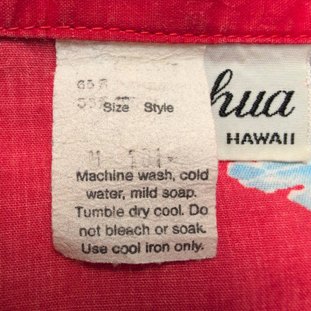 Chemise Hawaïenne Lehua Made in Hawaii M Rouge Bleu Fleurie Coton