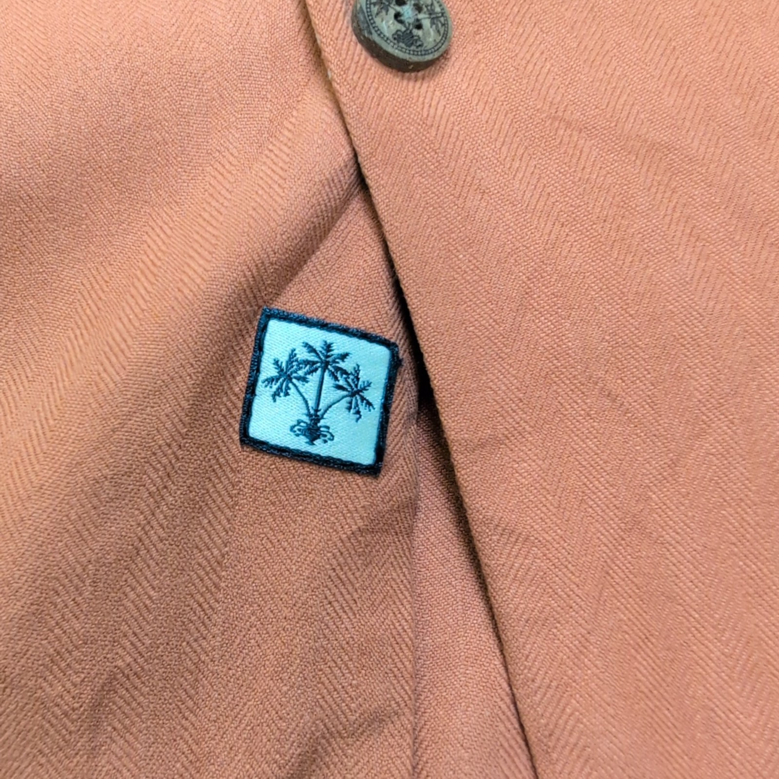 Chemise Hawaïenne Manches Courtes Montego Palms Brodée Soie Orange M