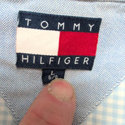 Chemise Tommy Hilfiger bleu ciel à carreaux manches courtes à poche taille L