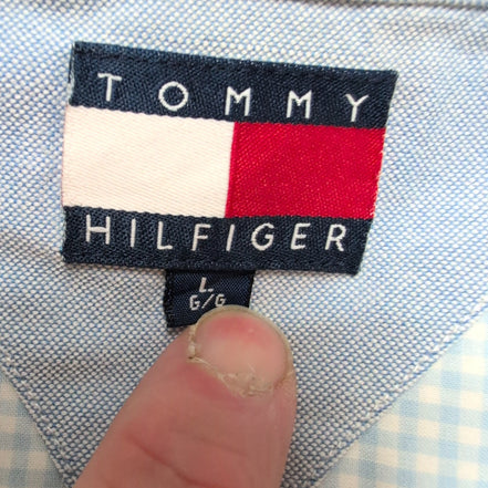 Chemise Tommy Hilfiger bleu ciel à carreaux manches courtes à poche taille L