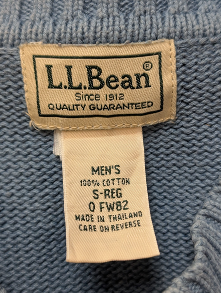 Pull L.L. Bean Bleu Clair Col V Vintage Robuste - Taille S