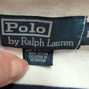 Polo Ralph Lauren Homme L Blanc Rayures Bleu Logo Rouge Manches Courtes