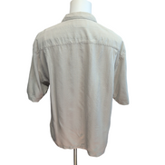 Chemise Hawaïenne Boundary Bay XLTG 100% Soie Gris Boutons Bois Palmier