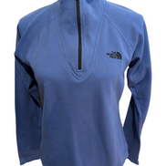 Pull The North Face Femme Col Zippé Microfibre Bleu Made in USA - Taille S