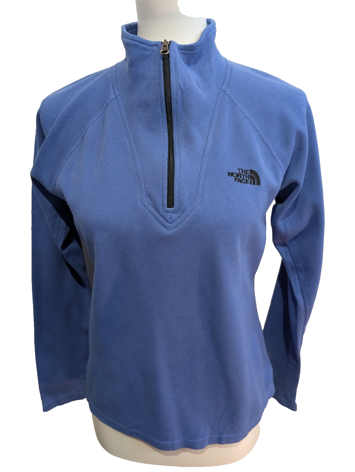 Pull The North Face Femme Col Zippé Microfibre Bleu Made in USA - Taille S