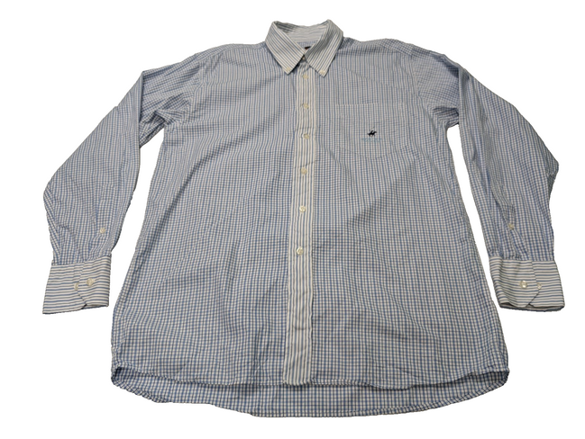 Chemise Beverly Hills Polo Club bleu petits carreaux taille L #114msch