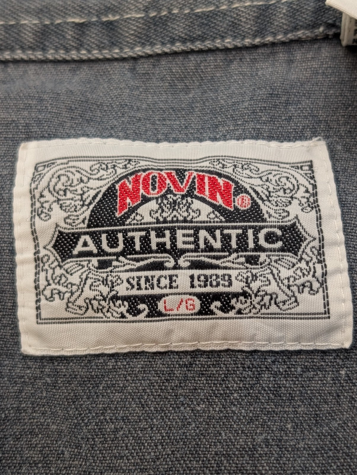 Chemise Western Novin Authentic Jean Gris Broderie Bottes Cowboy