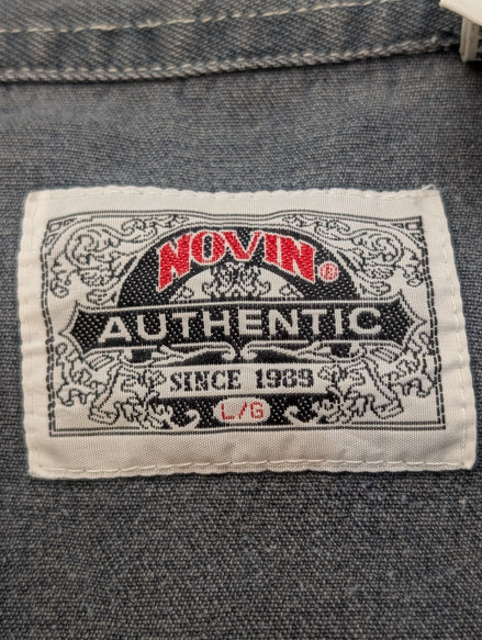 Chemise Western Novin Authentic Jean Gris Broderie Bottes Cowboy