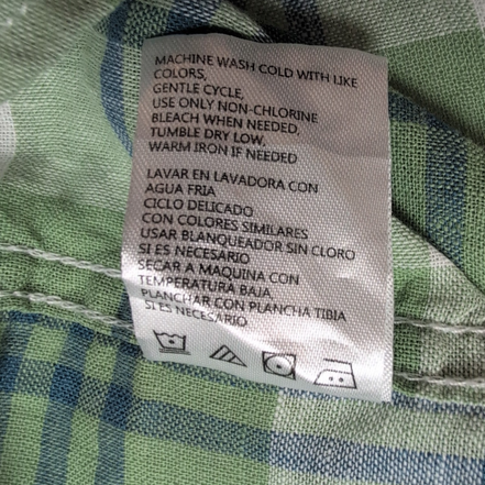 Chemise Weatherproof Vintage XL Lin Coton Vert Bleu Carreaux Manches Courtes