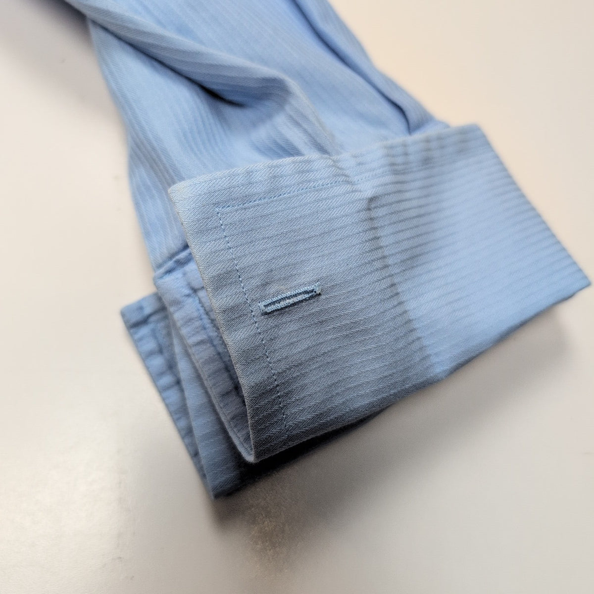 Chemise Nautica Bleu Clair Rayures Gaufrées Poignets Mousquetaires XXL
