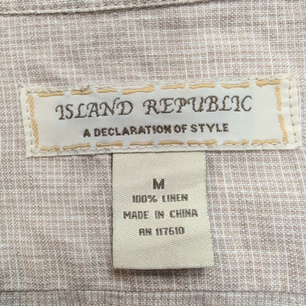 Island Republic chemise 100% lin marron clair crème micro carreaux taille M
