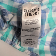 Chemise Nautica Bleu Vert À Carreaux Manches Longues Taille XL 18/20 Ans
