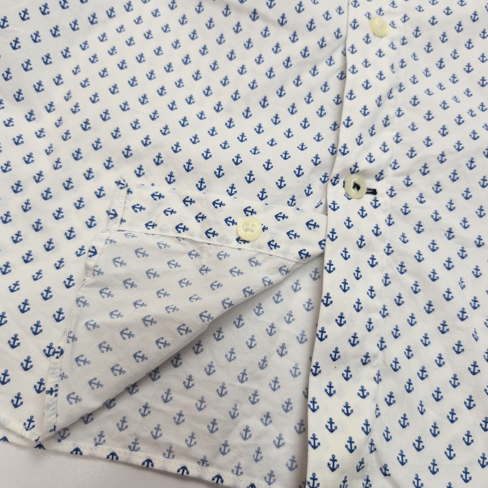 Chemise Nautica L Blanc Ancres Marines Manches courtes Stretch