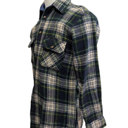 Lord & Taylor Chemise Flanelle Laine Carreaux Vert Bleu Marine L Vintage homme