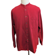 Chemise LEE Rouge à Col Officier avec Poche Manches Longues - Taille L