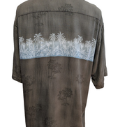 Chemise Hawaïenne Moda Campia L Rayonne Marron Cocktails Palmiers Vintage
