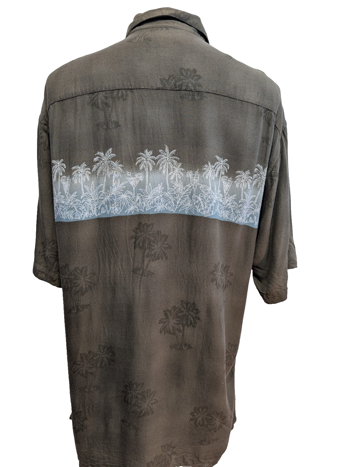 Chemise Hawaïenne Moda Campia L Rayonne Marron Cocktails Palmiers Vintage