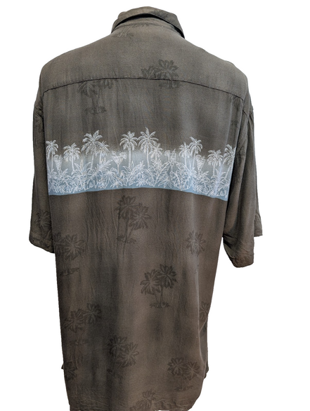Chemise Hawaïenne Moda Campia L Rayonne Marron Cocktails Palmiers Vintage