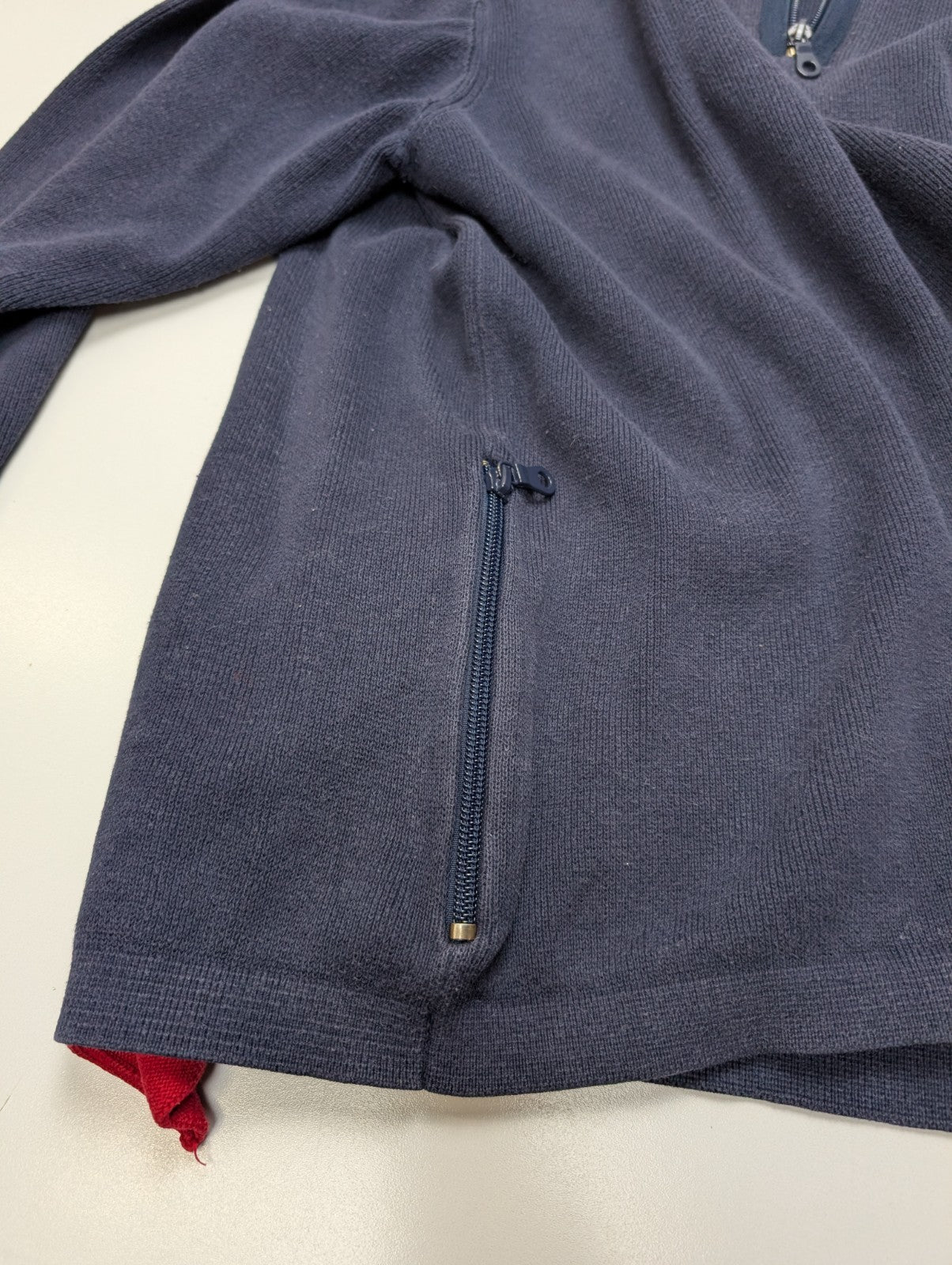 Pull Tommy Hilfiger vintage rare bleu marine col zippé poches homme taille L