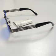 Lunettes de soleil Y2K Ovales Métal Gris Foncé Chromé Branches Larges Bleu