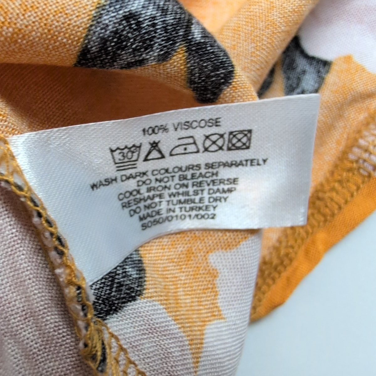 Haut Femme Select 38 Jaune Moutarde Fleuri 100% Viscose Manches 3/4 Neuf