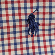 Chemise Polo Ralph Lauren Shirt M Custom Fit Vichy Bleu Rouge Blanc Button Down