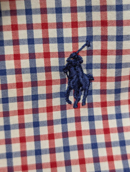 Chemise Polo Ralph Lauren Shirt M Custom Fit Vichy Bleu Rouge Blanc Button Down