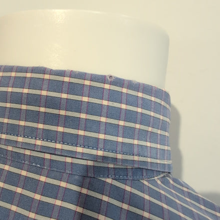 Chemise Lacoste Vintage Manches Courtes 40 M Bleu Blanc Carreaux