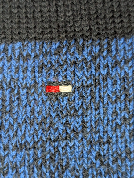 Pull TOMMY HILFIGER Homme Col Zippé Bicolore Bleu Marine Taille S (xl20) Rare