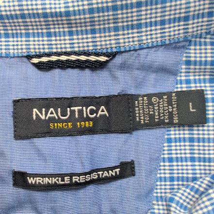 Chemise Nautica Bleue À Carreaux Manches Longues Taille L
