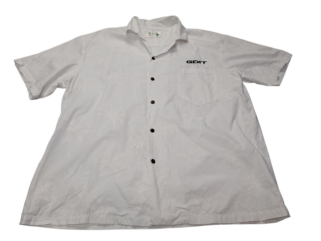 Chemise hawaïenne Ky's blanche palmiers Made in Hawaii USA taille XL #706 hawaii