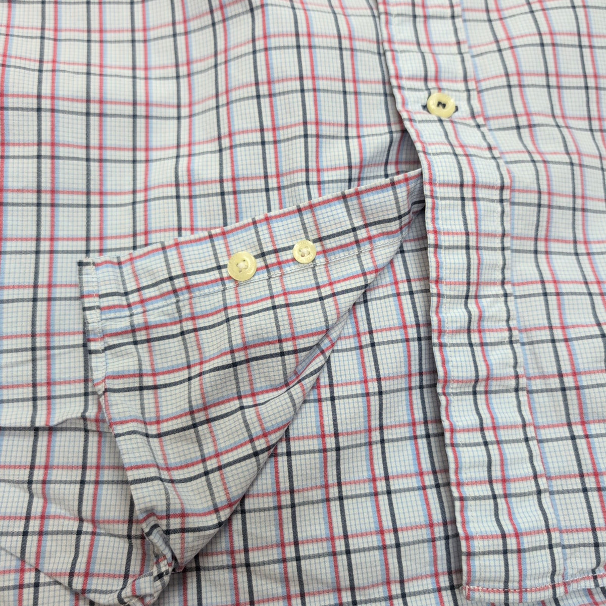 Chemise Nautica M Bleu Carreaux Rouge Noir Coton Logo Brodé Manches Courtes