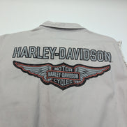 Chemise Harley Davidson L Sans Manches Crème Coton Logo Dos Poche