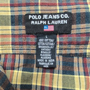 Chemise Polo Ralph Lauren Vintage L Marron Kaki Logo Drapeau USA Manches Courtes