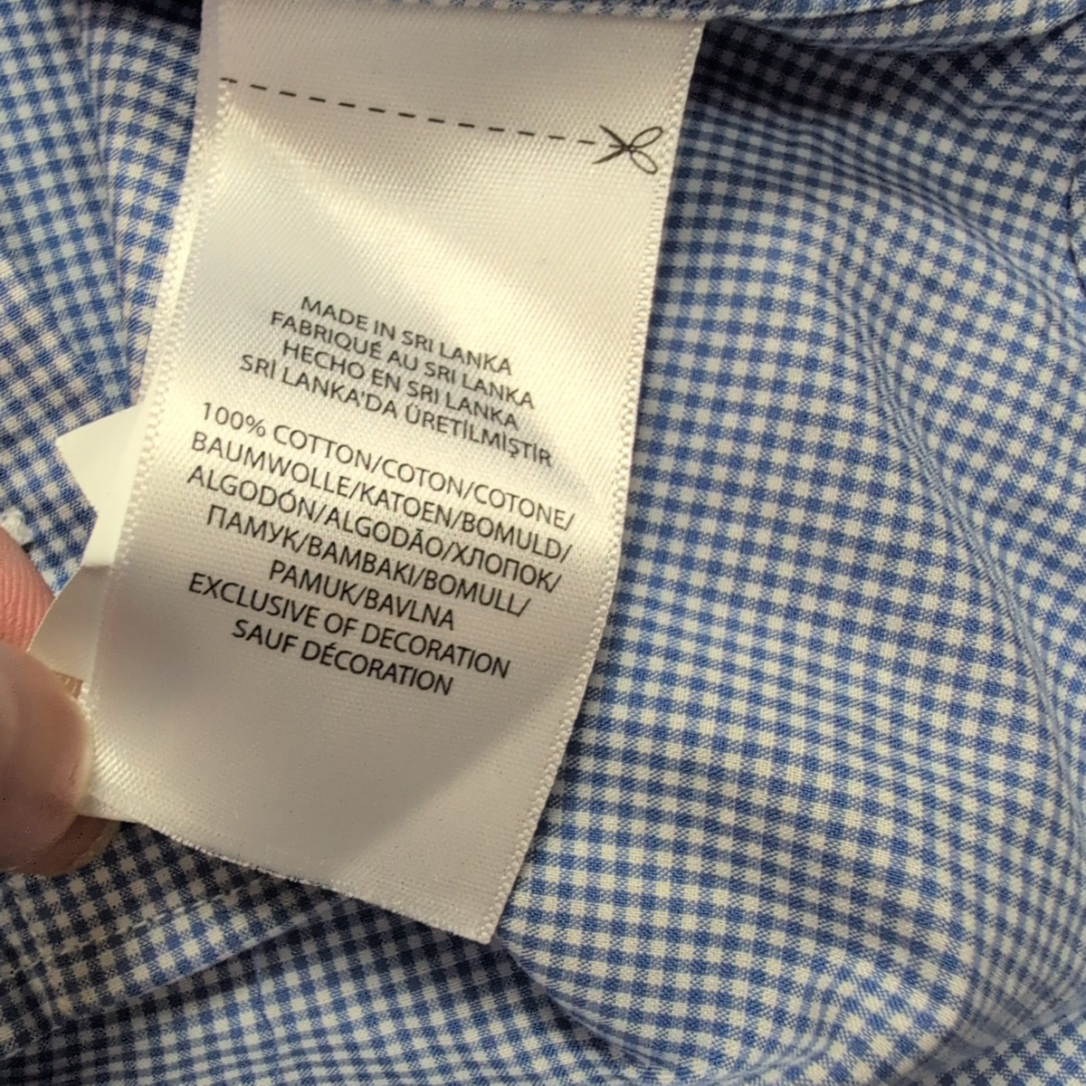 Chemise Ralph Lauren Slim Fit Enfant 18 Ans XL 165/84A Bleue Carreaux Coton