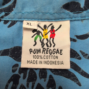 Chemise Hawaïenne RUM Reggae XL/XXL 100% Coton Bleue Ananas Noirs 2 Poches