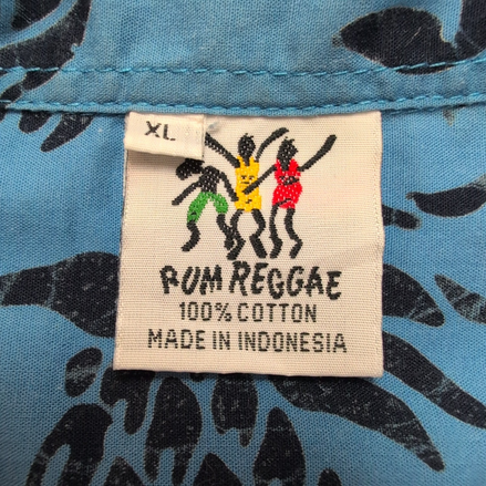 Chemise Hawaïenne RUM Reggae XL/XXL 100% Coton Bleue Ananas Noirs 2 Poches